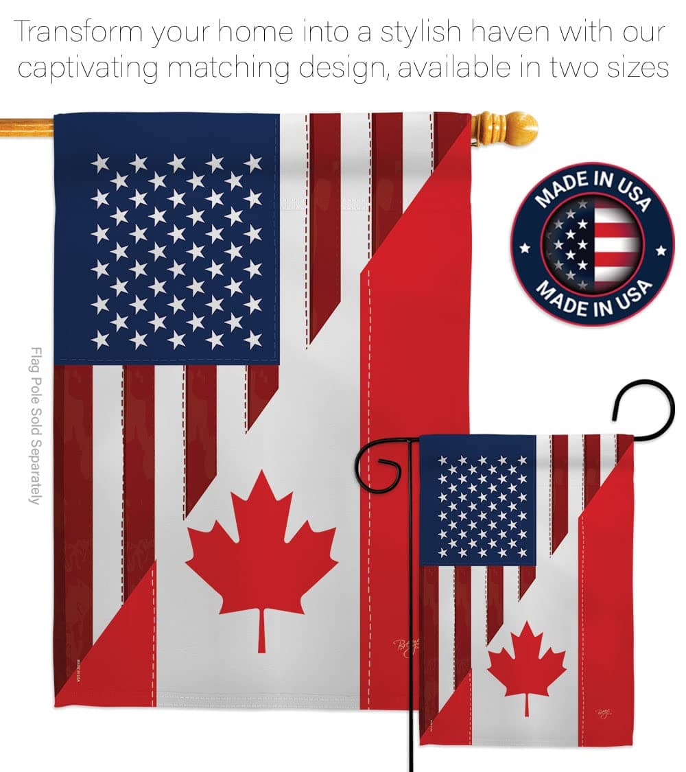 Breeze Decor G158190 US Canada Friendship Flags of the World US Friendship Impre - Thumbnail 4