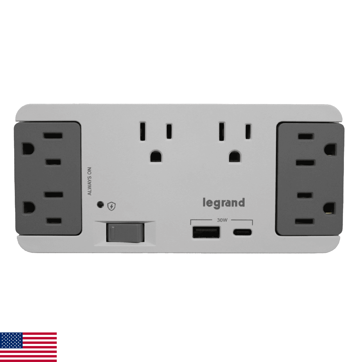 On-Q 6 Outlet Enclosure Surge Protector with One USB-A and One USB-C - Image 1