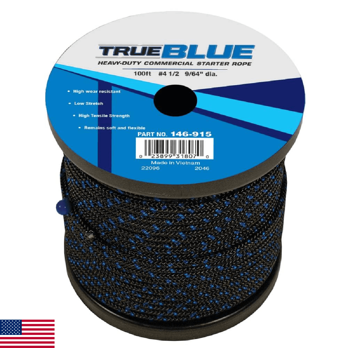 Stens Trueblue 100ft Starter Rope 146-915 Compatible Size 4 1/2 Diameter 9/64in - Image 1