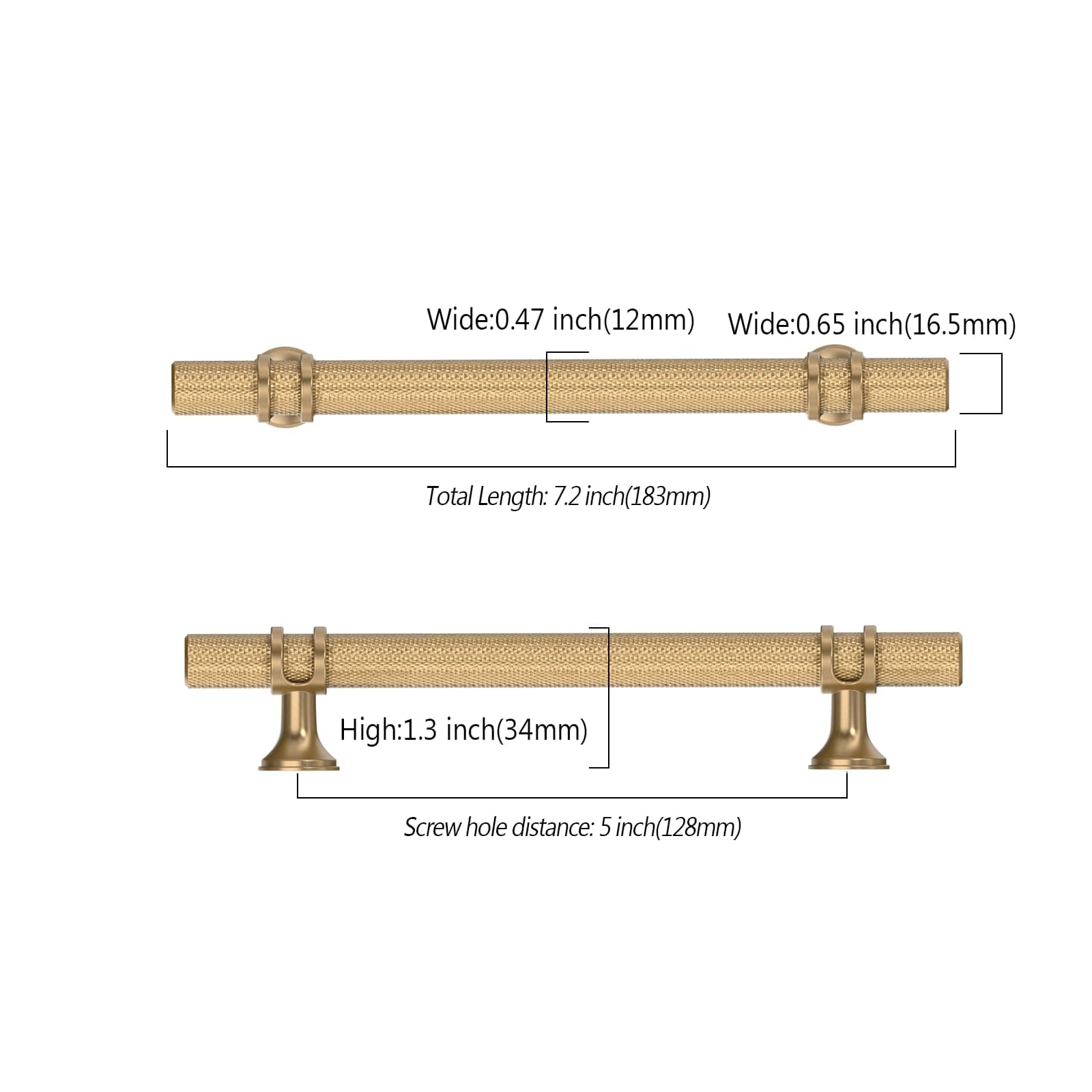 Asidrama 10 Pack 5 Inch(128mm) Knurled Champagne Bronze Kitchen Cabinet Handles, - Thumbnail 2