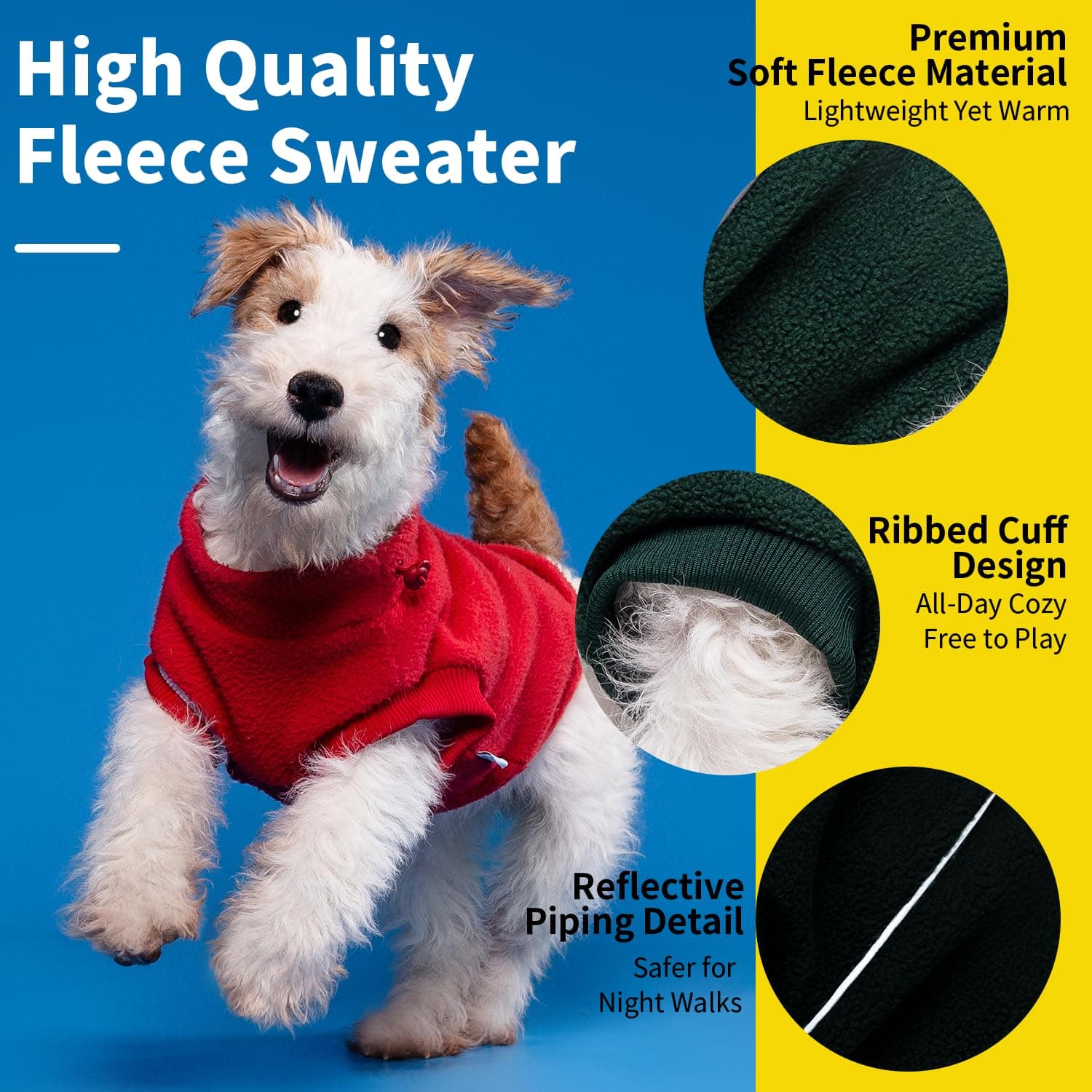 Small Dog Sweater, Fleece Sweater with D-Ring, Perfect for Chihuahua & Yorkie, W - Thumbnail 3