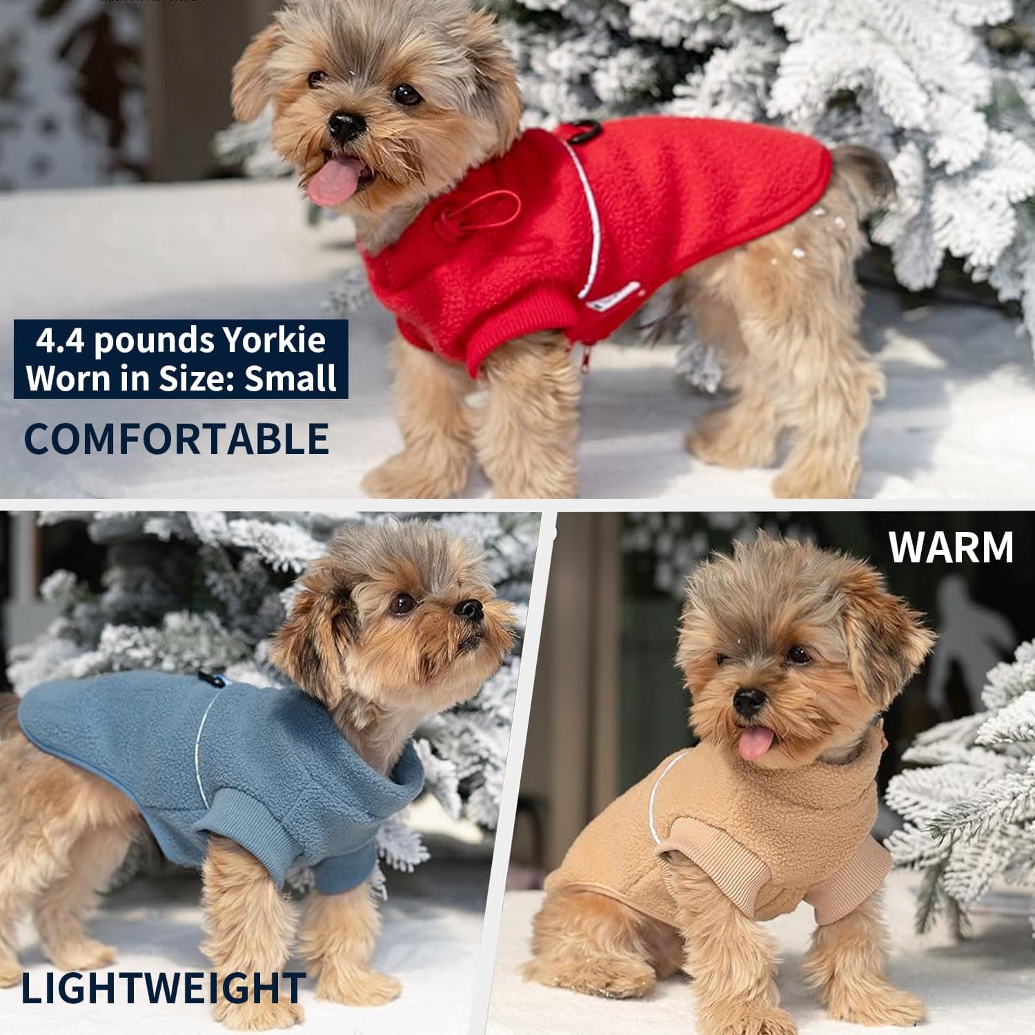 Small Dog Sweater, Fleece Sweater with D-Ring, Perfect for Chihuahua & Yorkie, W - Thumbnail 6