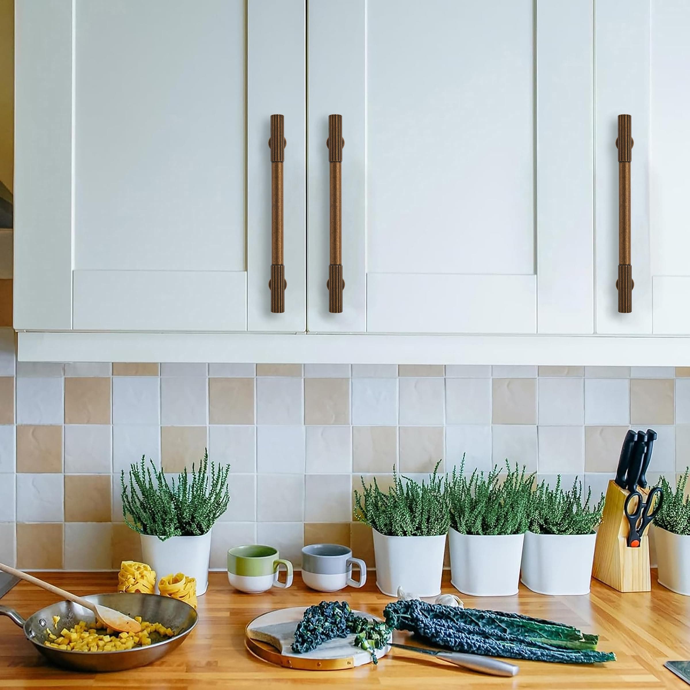 CABDM 5 Pack 10inch(256mm) Center to Center Antique Brass Cabinet pulls Solid He - Thumbnail 4