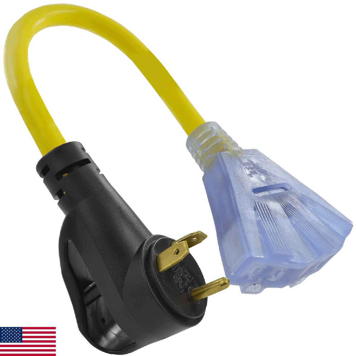 Conntek 30 Amp RV/Generator Distribution Adapter Cord, NEMA TT-30P Male to 3X 5- - Image 1