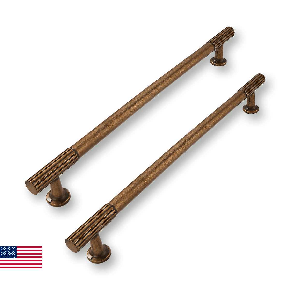 CABDM 5 Pack 10inch(256mm) Center to Center Antique Brass Cabinet pulls Solid He - Image 1
