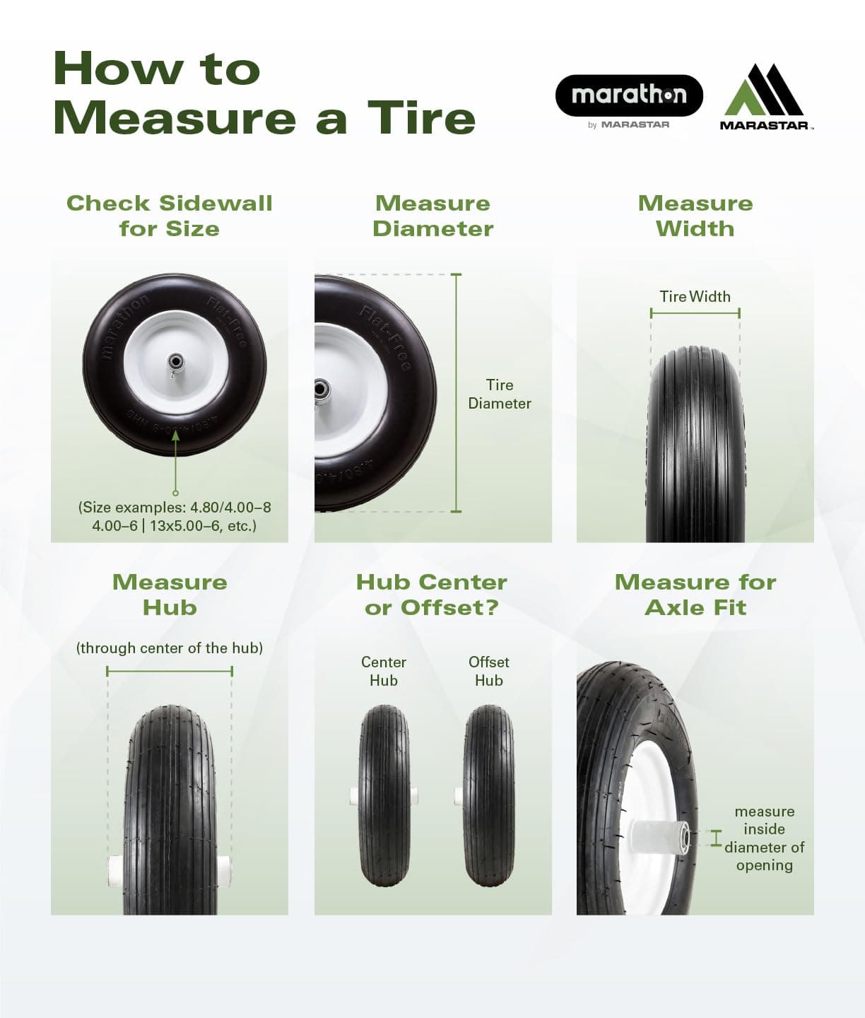 Marathon 4.10/3.50-4" Flat Free Utility Tire on Wheel 3.5" Centered Hub 3/4" Bea - Thumbnail 5