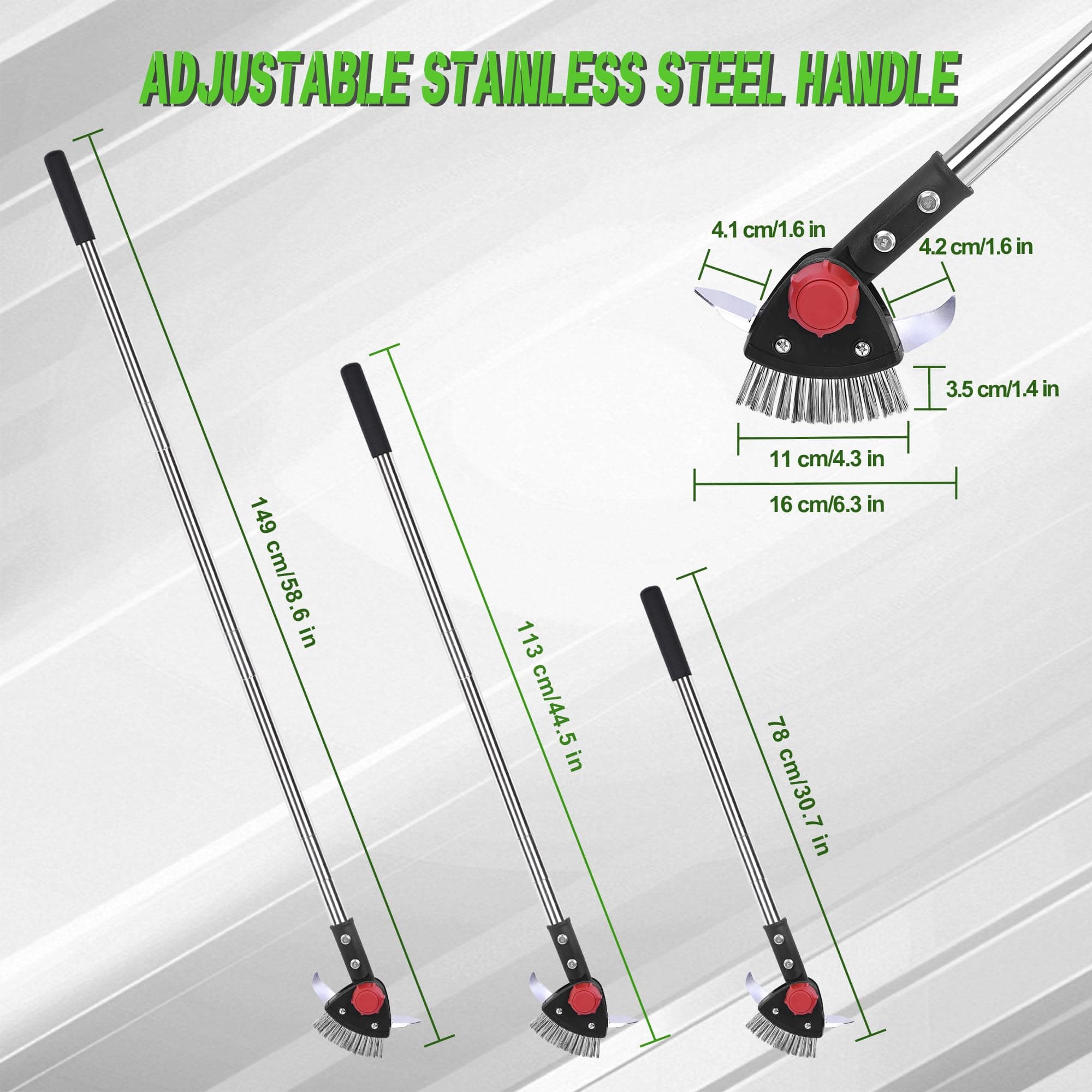 Baraystus Crack Weeder Long Handle 3-in-1 Adjustable Crevice Cleaning Tool - Thumbnail 3