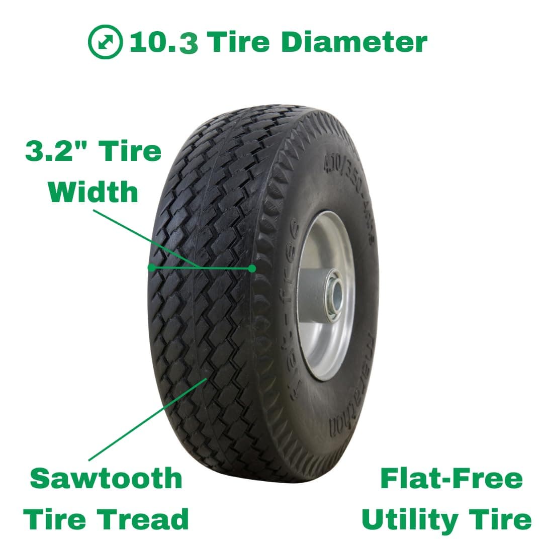 Marathon 4.10/3.50-4" Flat Free Utility Tire on Wheel 3.5" Centered Hub 3/4" Bea - Thumbnail 4