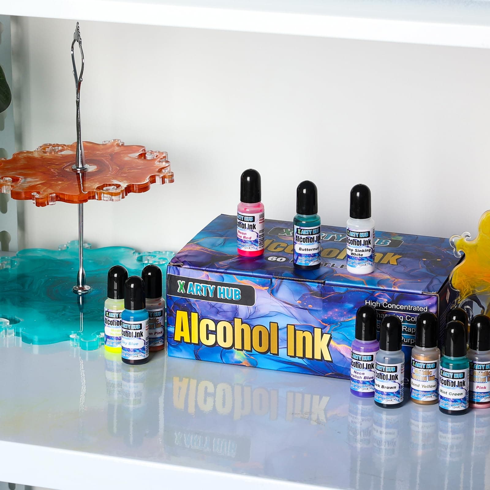 X ARTY HUB Alcohol Ink Set - 60 Bottles Concentrated Alcohol-Based Ink for Epoxy - Thumbnail 6