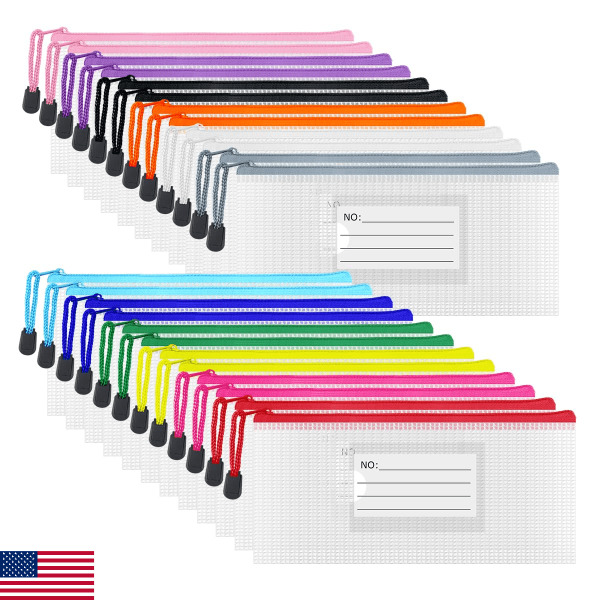 BOPART 24pcs Small Mesh Zipper Pouch 9.3x4.7 Inches Pencil Pouch Bags, Small Mes - Image 1