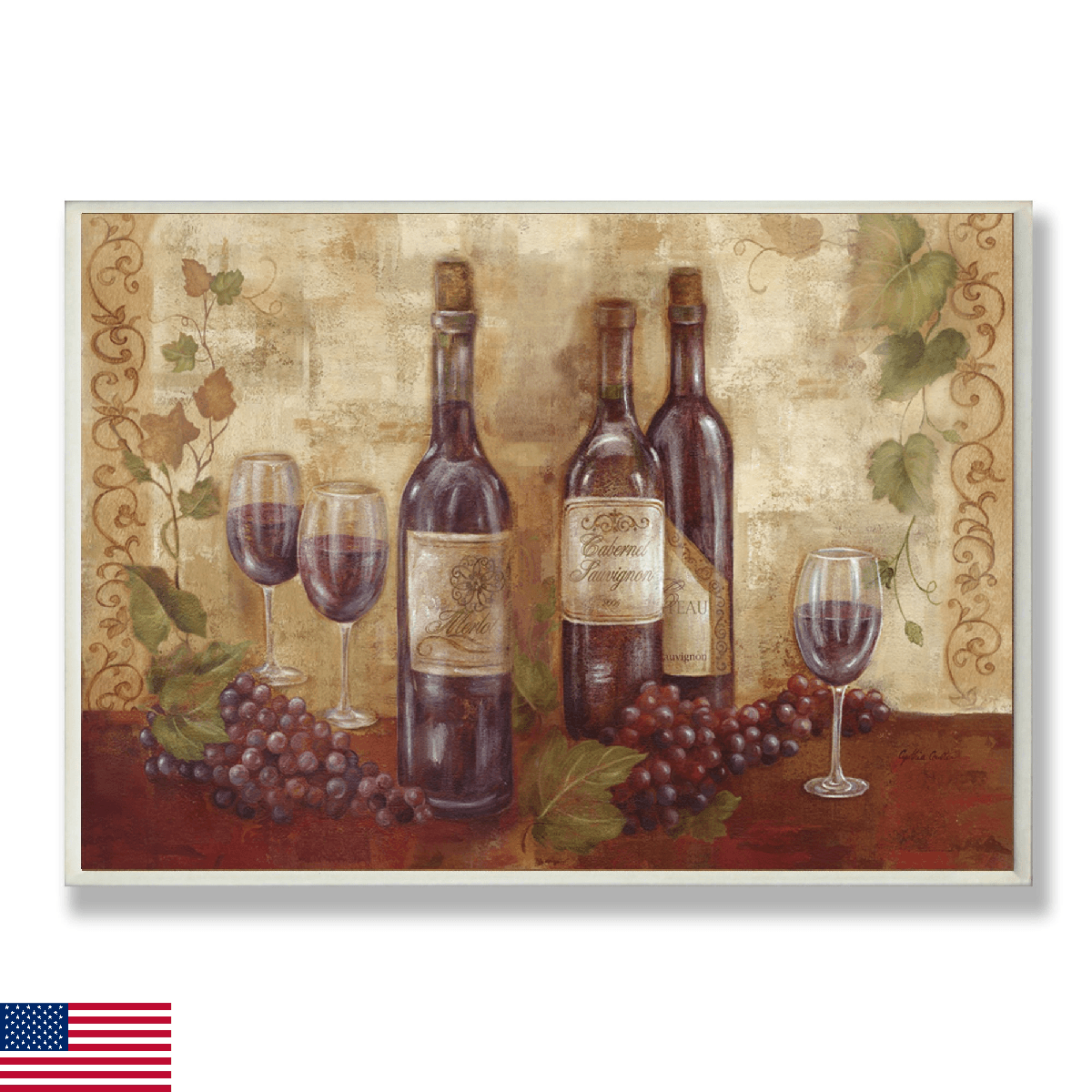 Stupell Home Décor Bottles Glasses And Grapes Kitchen Wall Plaque, 10 x 0.5 x 15 - Image 1