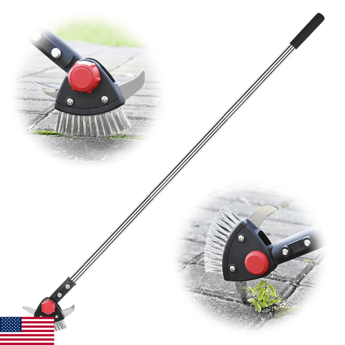 Baraystus Crack Weeder Long Handle 3-in-1 Adjustable Crevice Cleaning Tool - Image 1