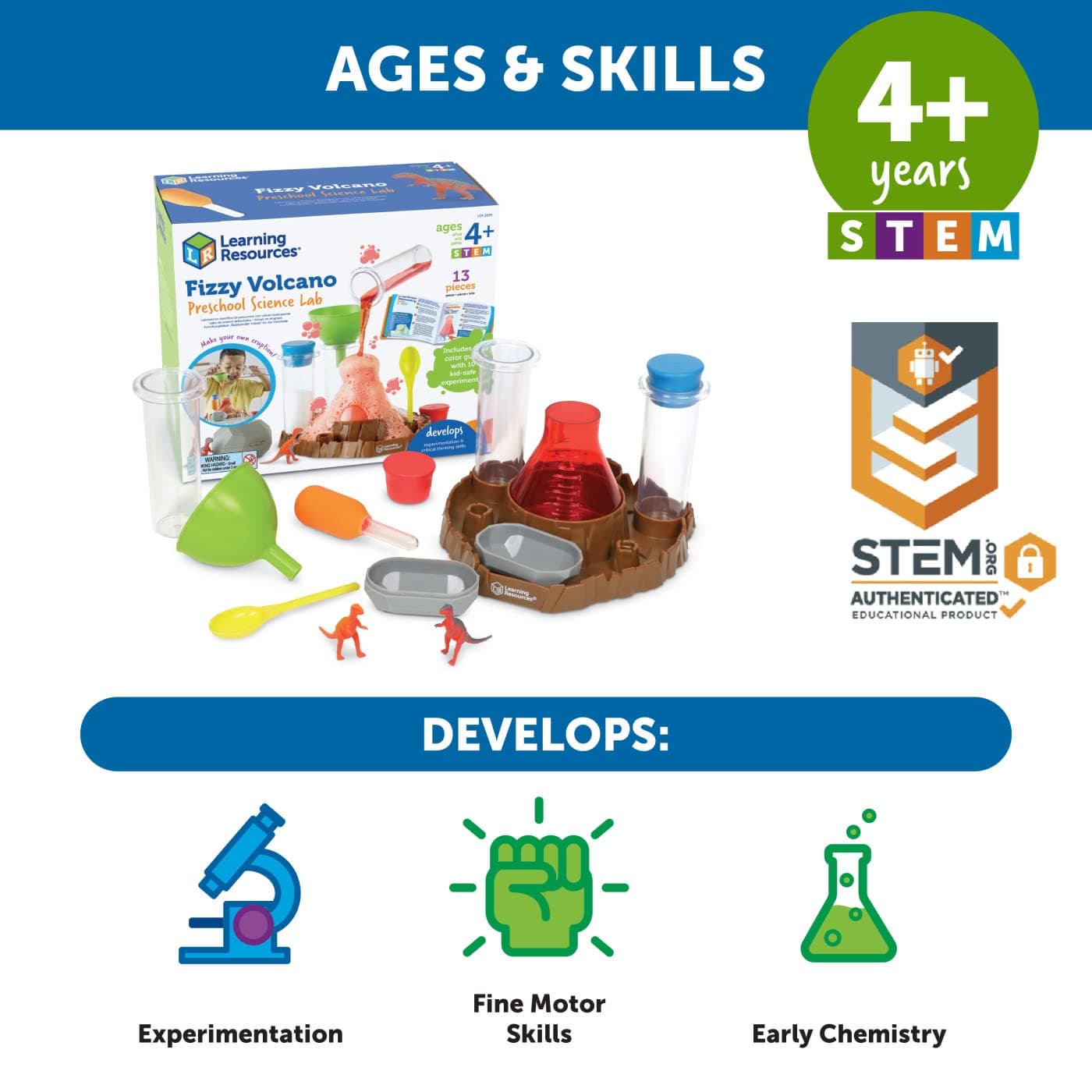 Learning Resources Fizzy Volcano - 13 Pieces, Ages 4+, Preschool Science Lab Kit - Thumbnail 5