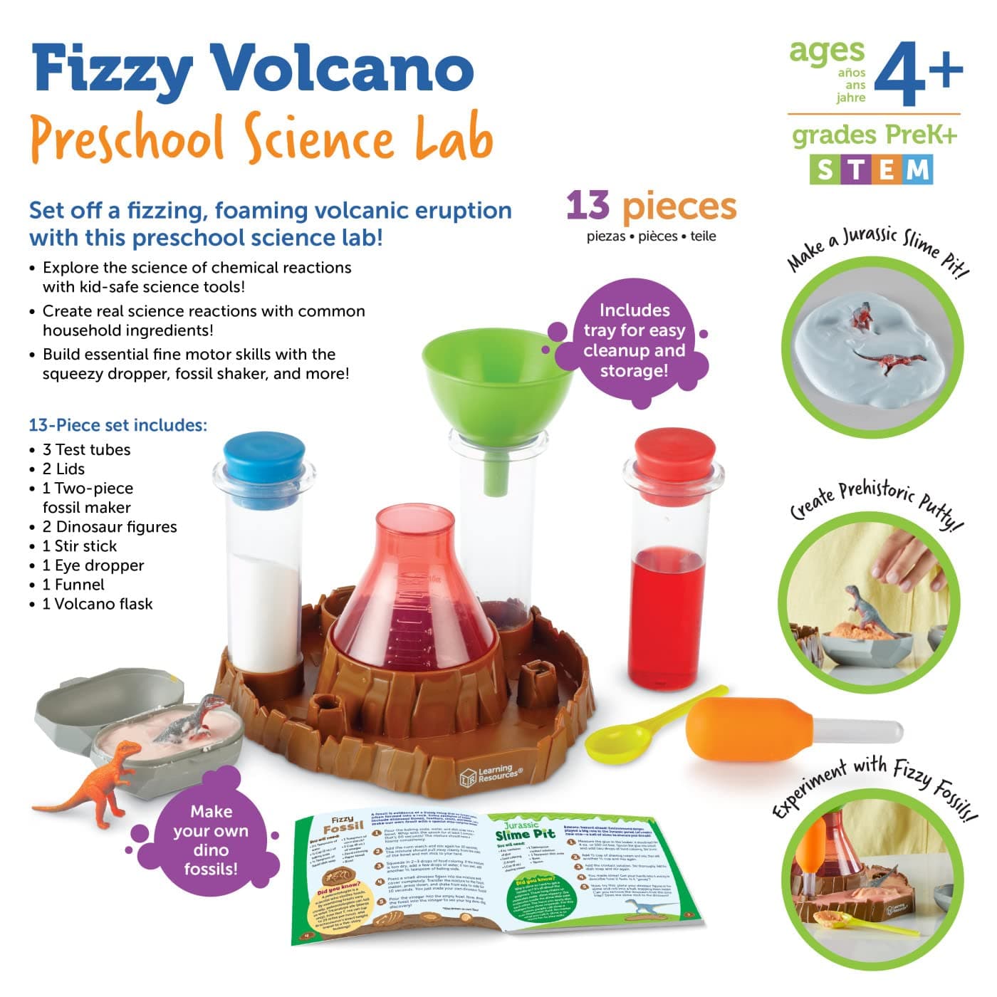 Learning Resources Fizzy Volcano - 13 Pieces, Ages 4+, Preschool Science Lab Kit - Thumbnail 6