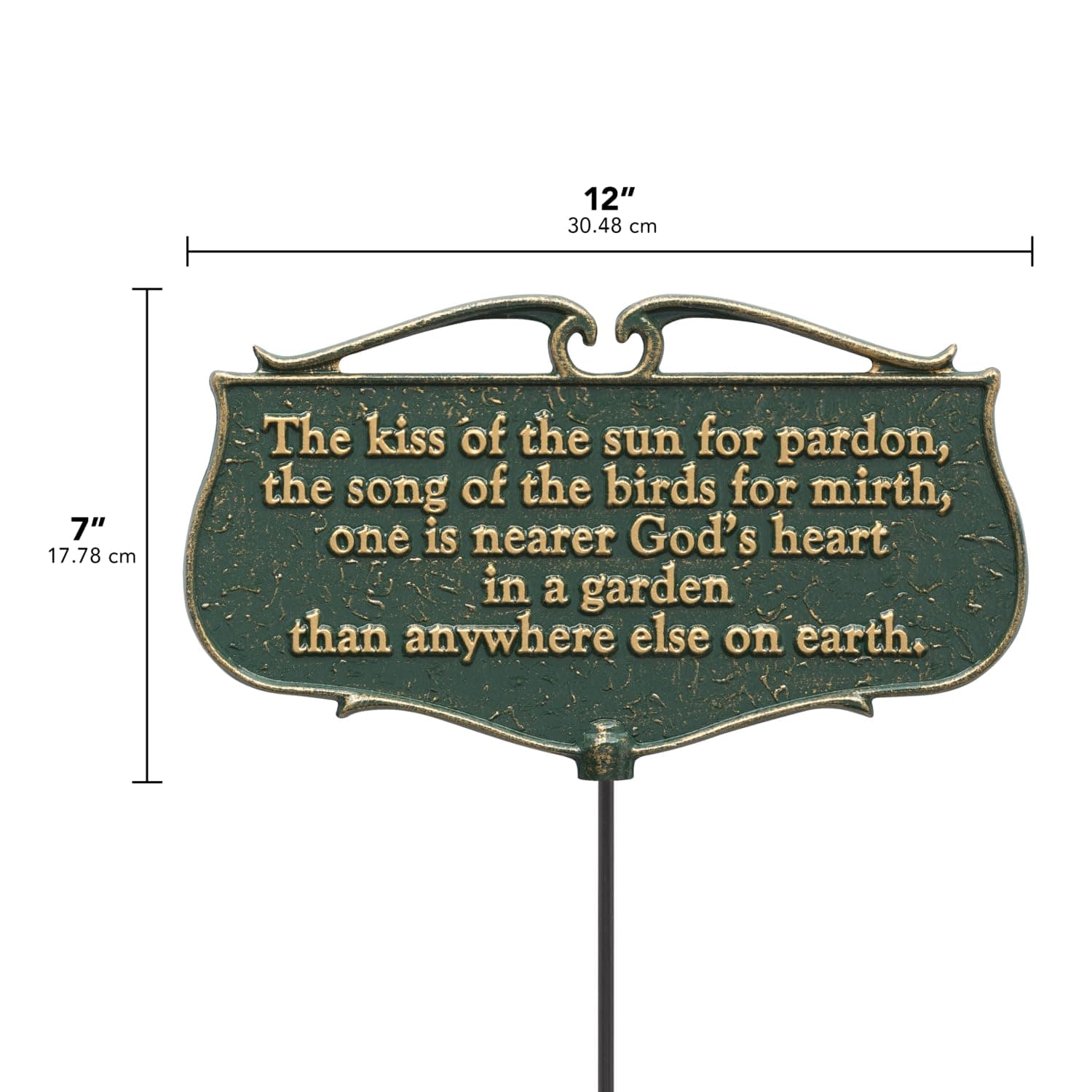 Whitehall Products "The Kiss of The Sun..." Garden Poem Sign, Green/Gold, Alumin - Thumbnail 3