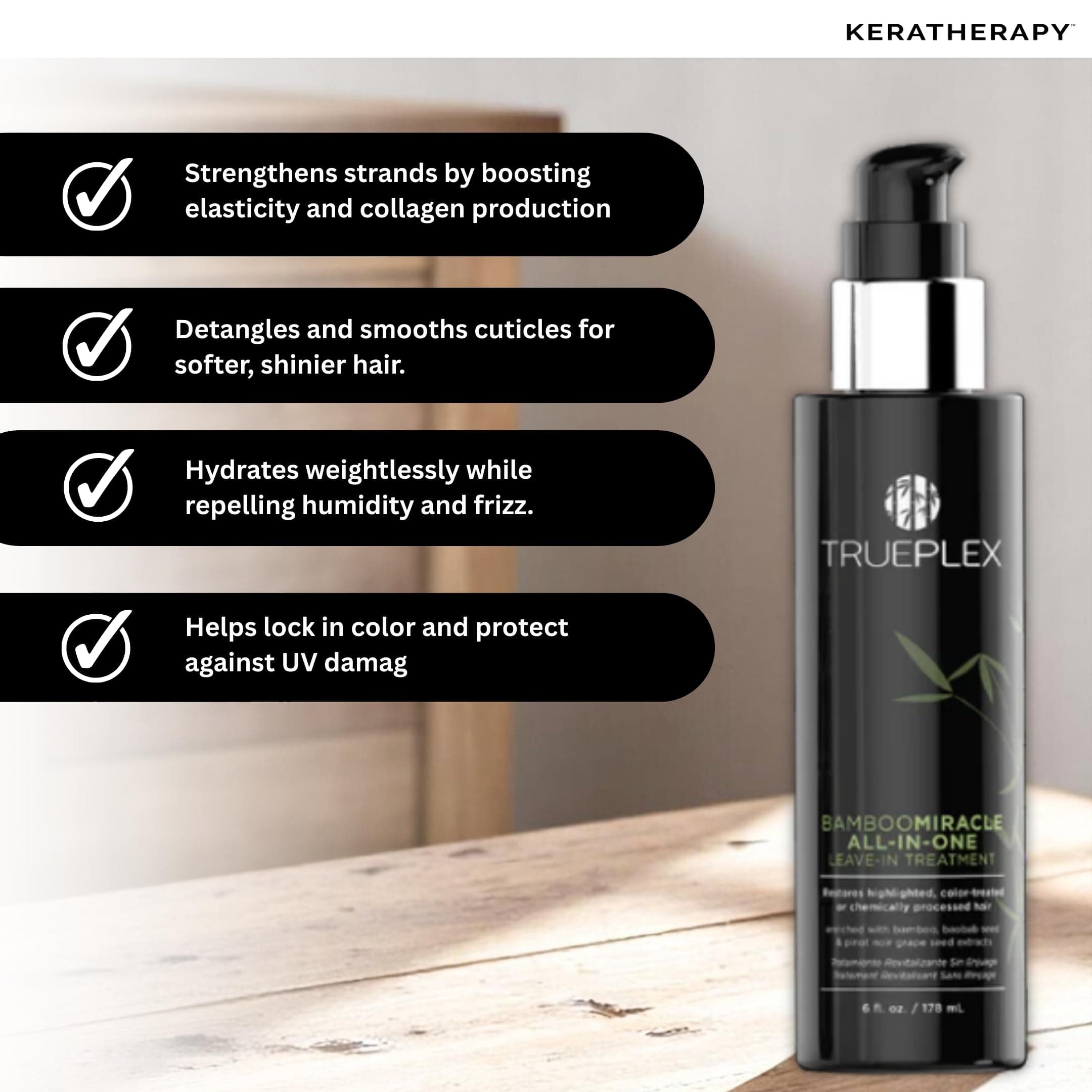 Trueplex KERATHERAPY Bamboo Miracle All-In-One Conditioning Treatment, 6 oz., 17 - Thumbnail 3