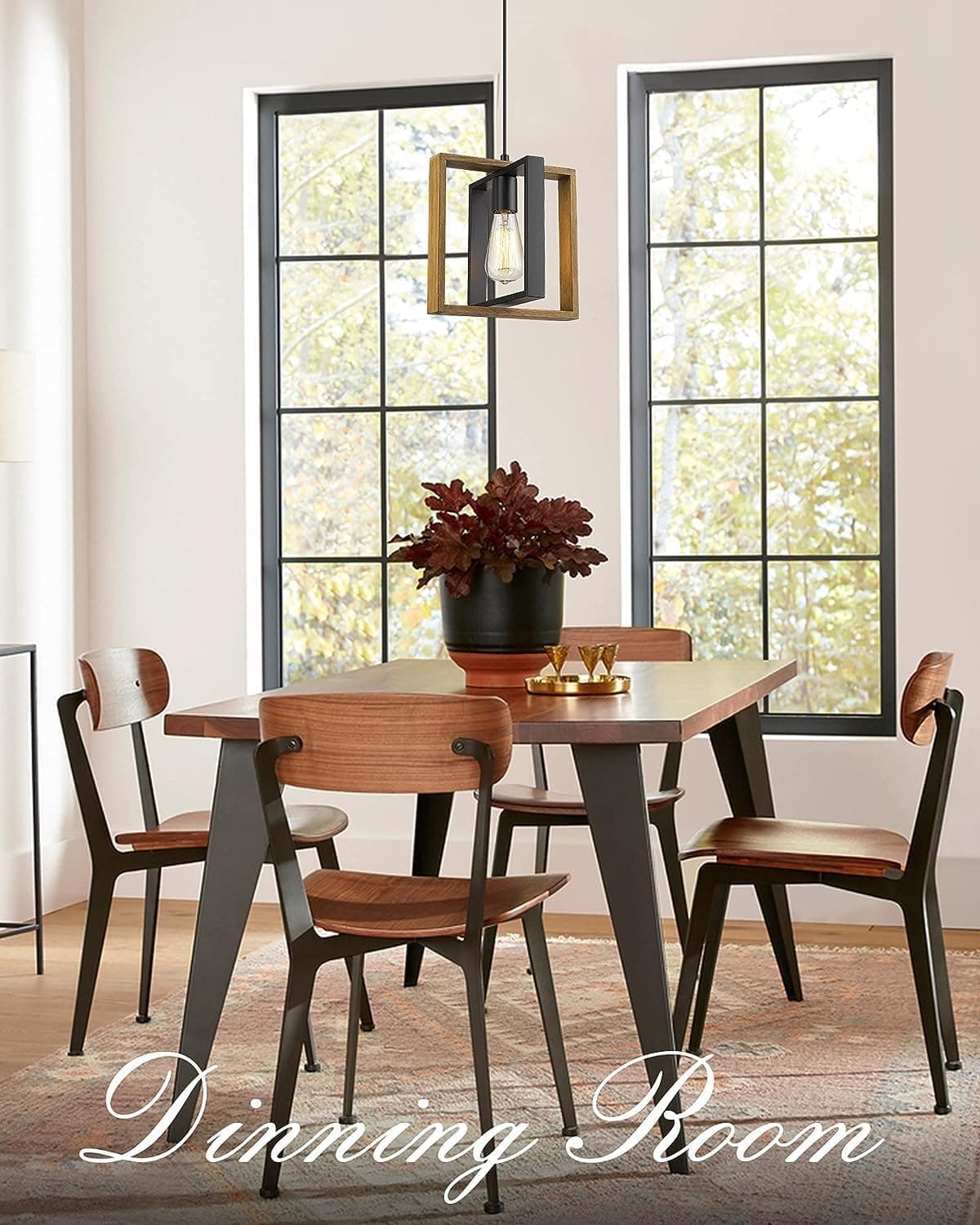 CAFULAM Farmhouse Pendant Light Fixture, Black Pendant Lights for Kitchen Island - Thumbnail 3