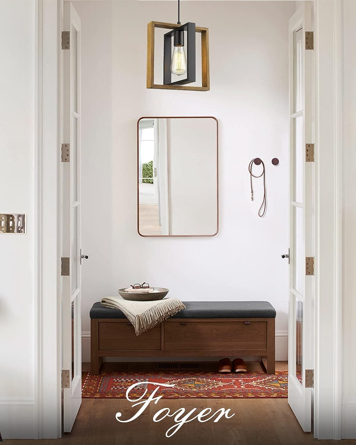 CAFULAM Farmhouse Pendant Light Fixture, Black Pendant Lights for Kitchen Island - Thumbnail 4