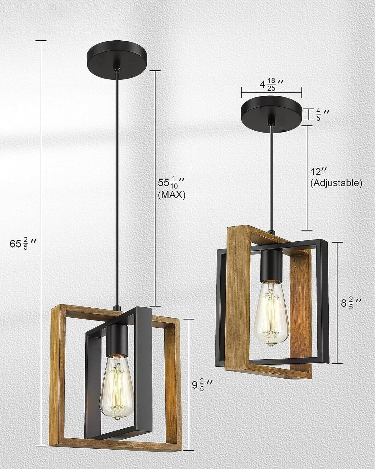 CAFULAM Farmhouse Pendant Light Fixture, Black Pendant Lights for Kitchen Island - Thumbnail 5