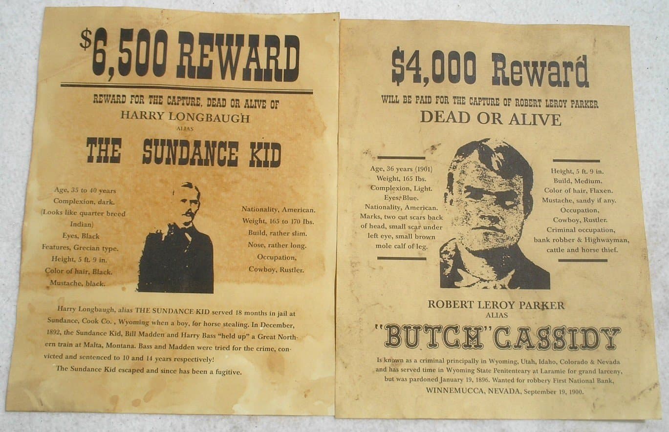 Set of 12 Reproduction Old West Wanted Reward Posters by Collectible Badges - Thumbnail 2