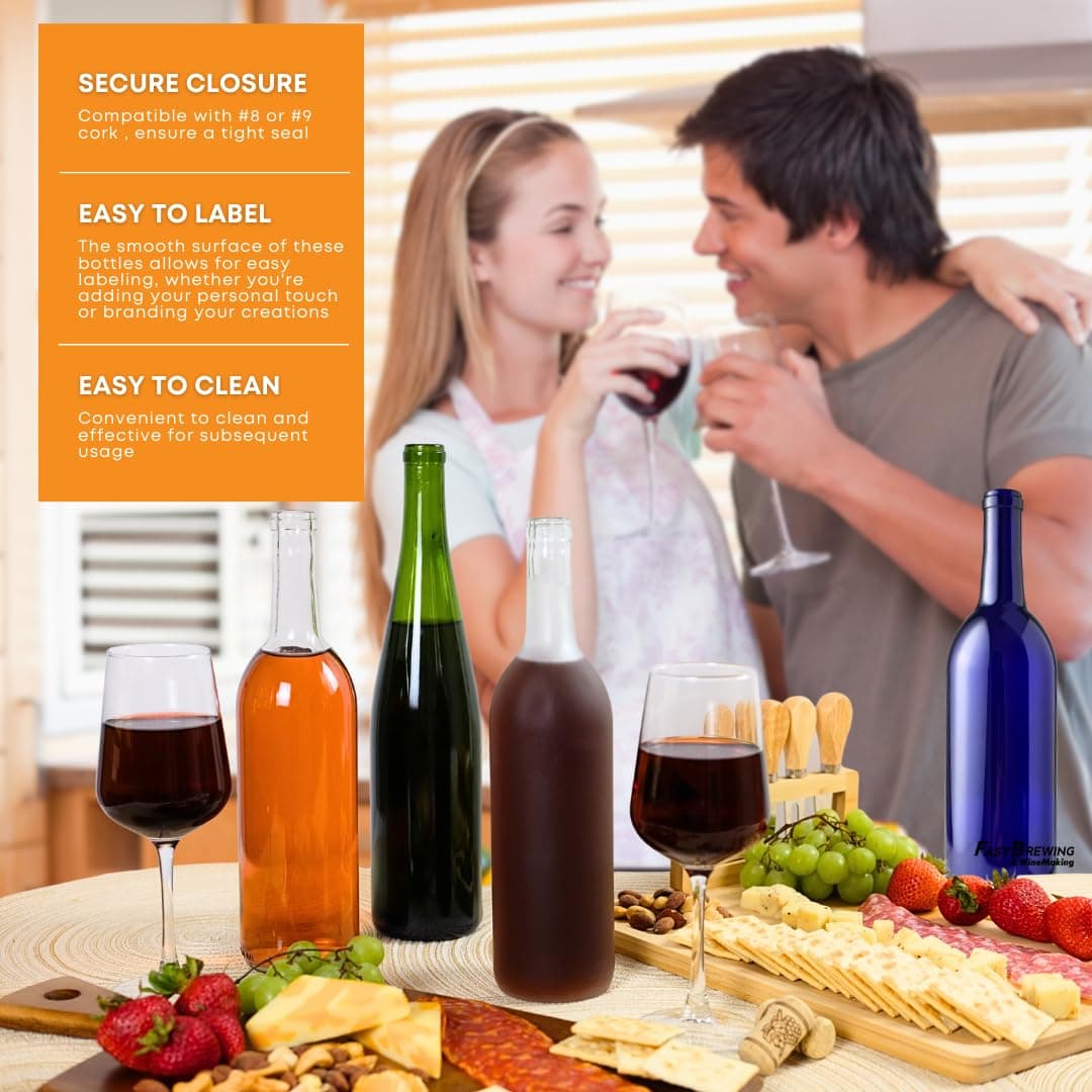 FastRack - 750 ml Clear Glass Bottles Wine Bottles (Pack of 12) | NO CORKS INCLU - Thumbnail 5