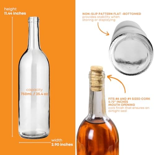 FastRack - 750 ml Clear Glass Bottles Wine Bottles (Pack of 12) | NO CORKS INCLU - Thumbnail 3