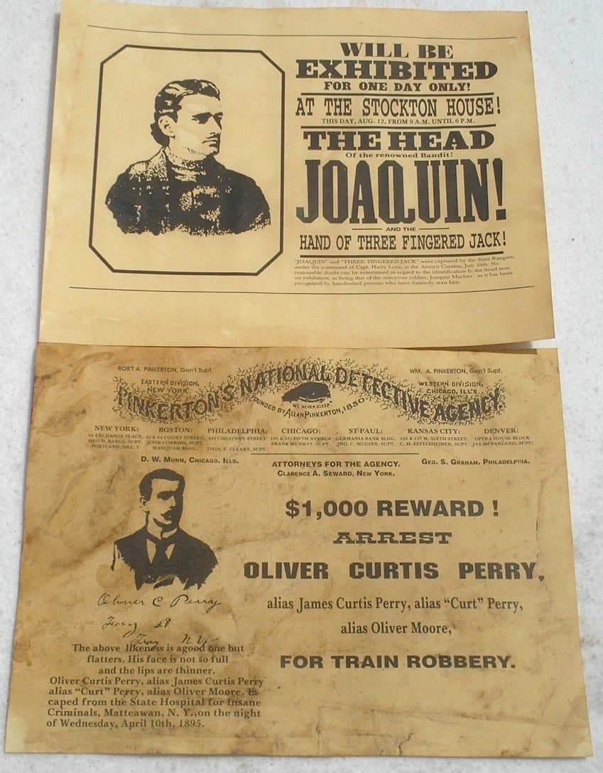 Set of 12 Reproduction Old West Wanted Reward Posters by Collectible Badges - Thumbnail 3