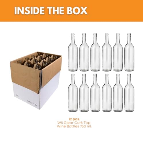 FastRack - 750 ml Clear Glass Bottles Wine Bottles (Pack of 12) | NO CORKS INCLU - Thumbnail 2