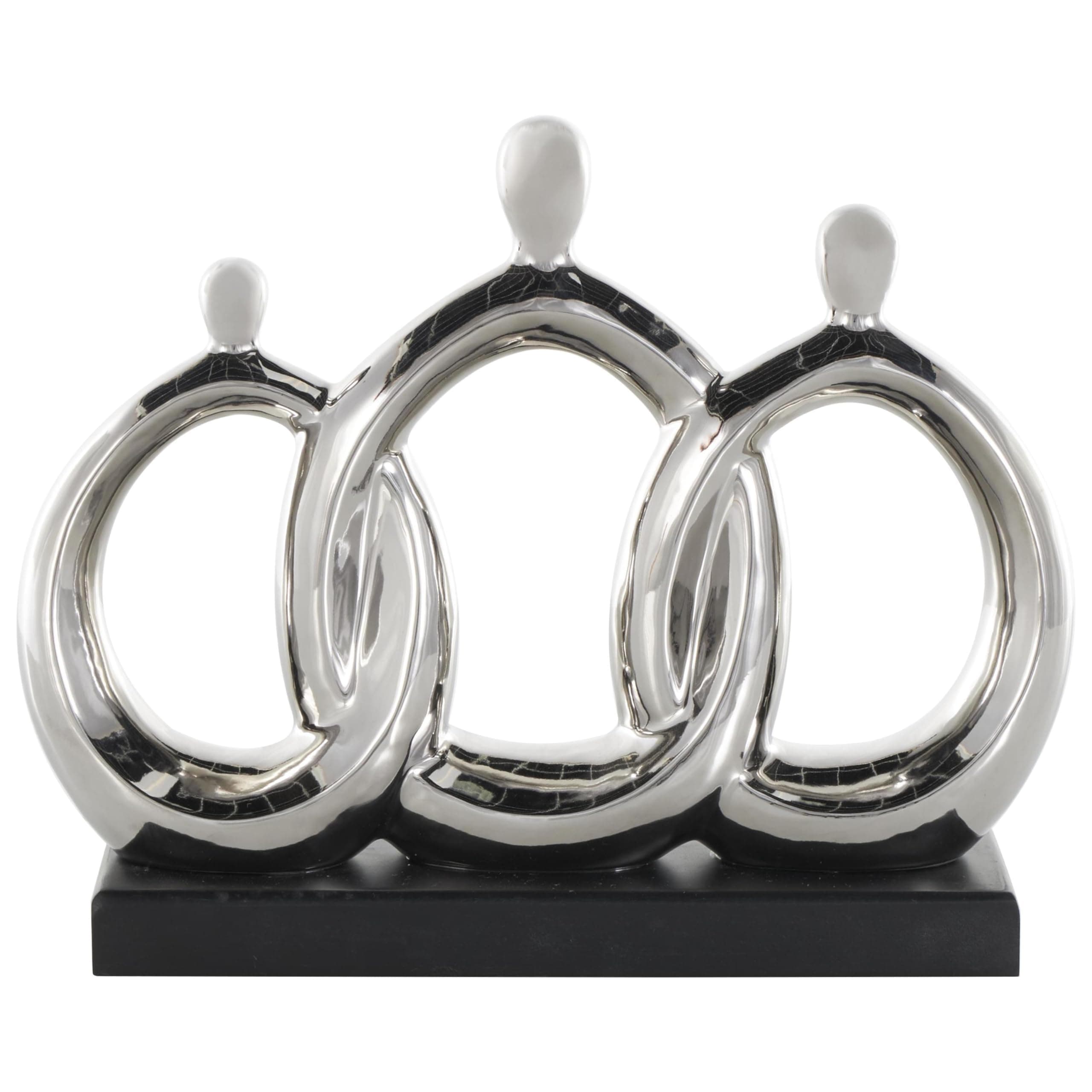 Deco 79 Ceramic Family 3 Figure Sculpture with Black Rectangular Base, 12" x 1" - Thumbnail 6