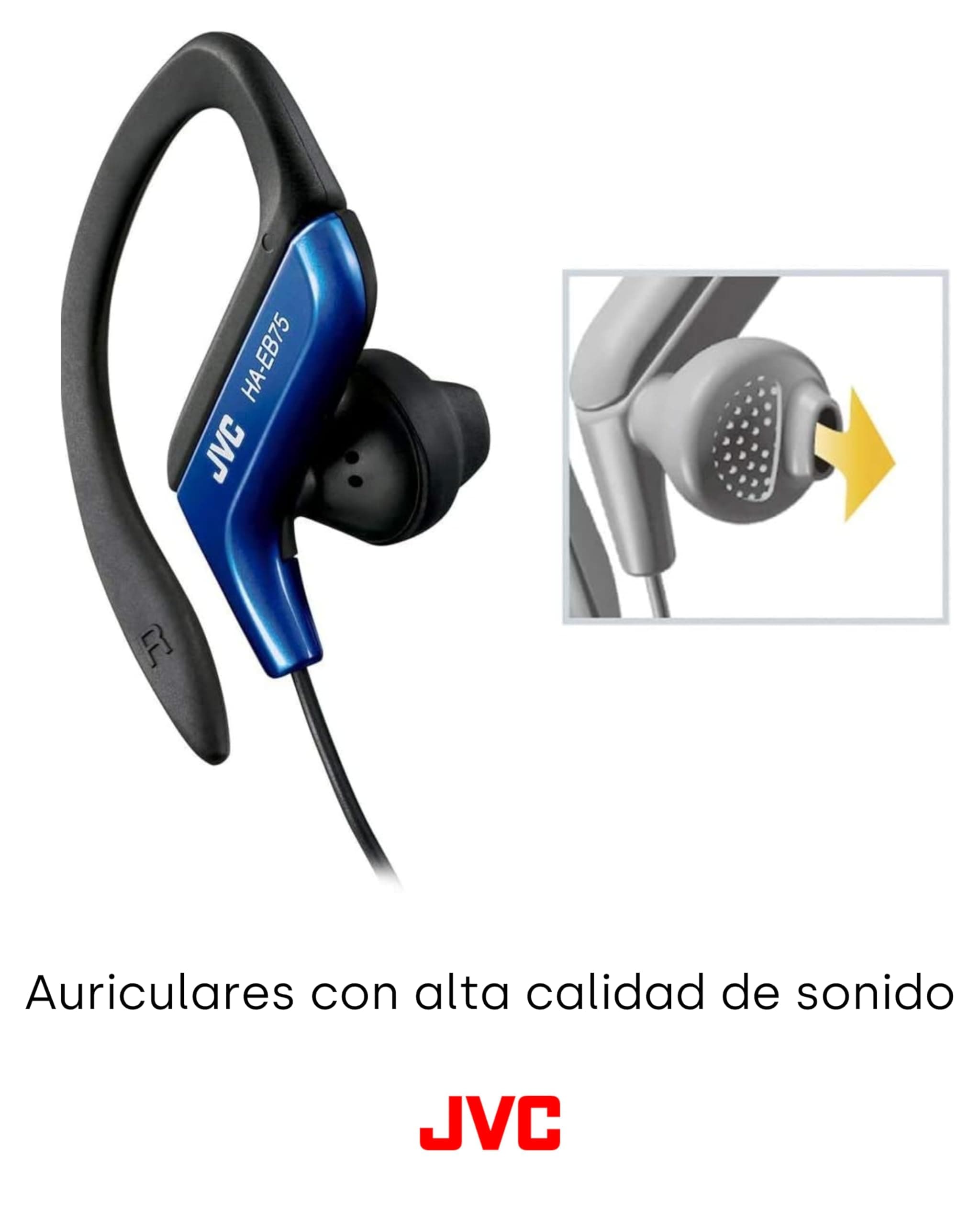 JVC, HA-EB75-AN-U Adjustable Sport Clip Earphones (Blue) - Thumbnail 4