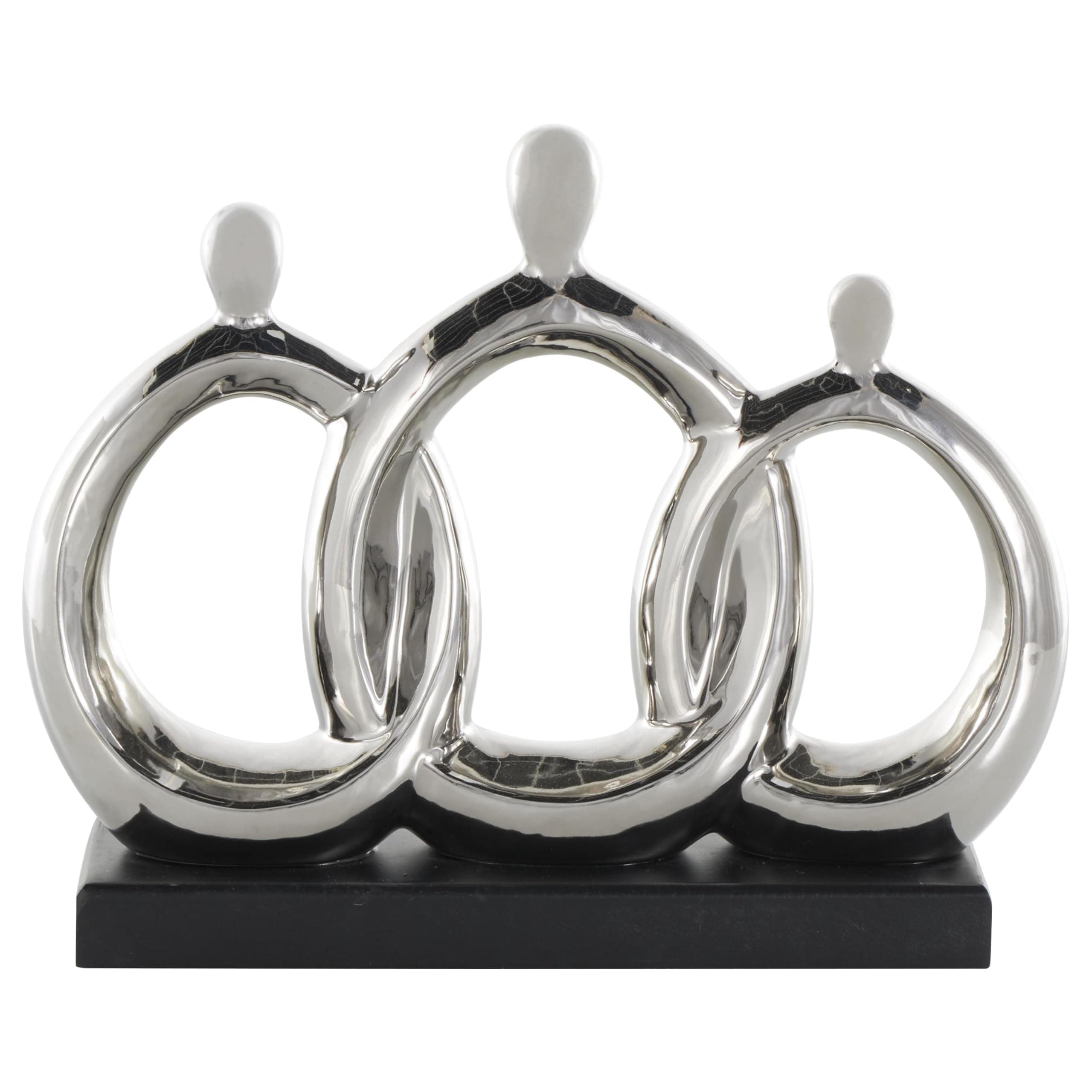 Deco 79 Ceramic Family 3 Figure Sculpture with Black Rectangular Base, 12" x 1" - Thumbnail 7