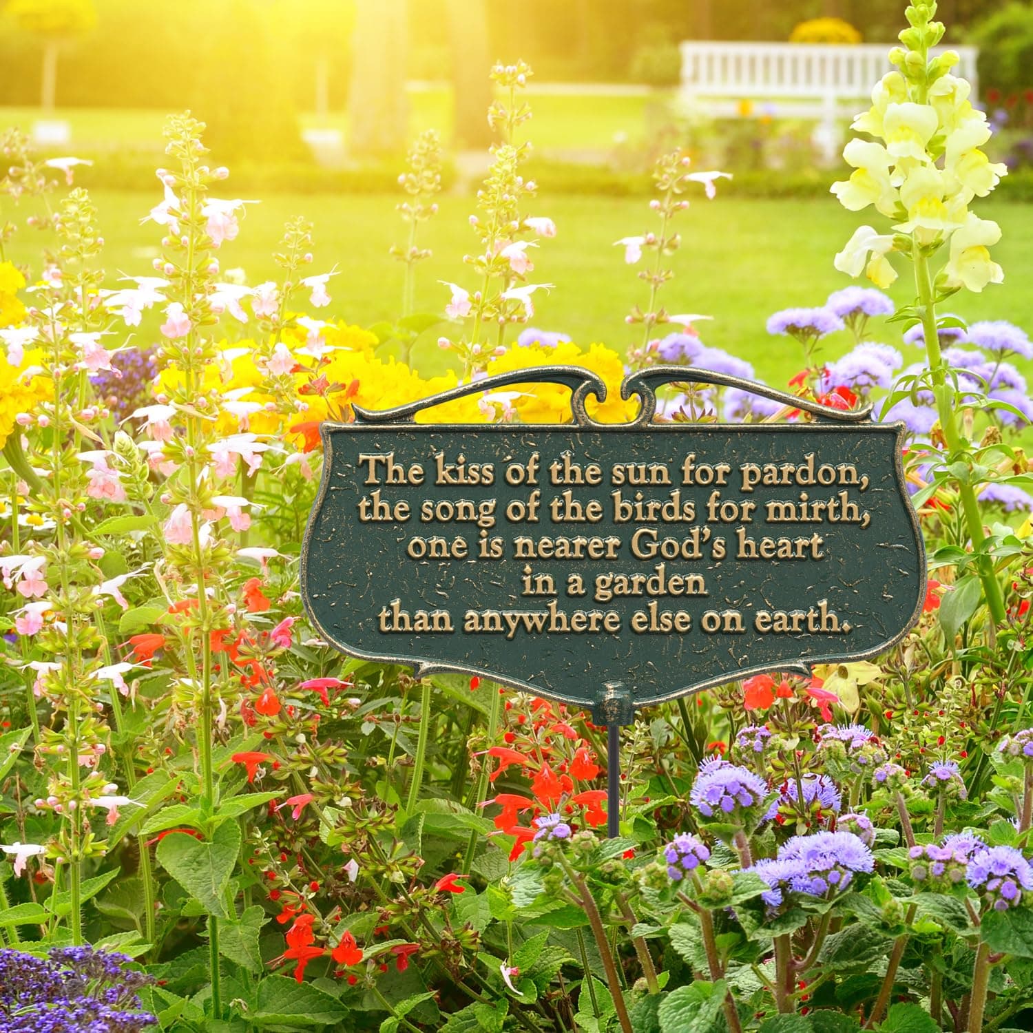 Whitehall Products "The Kiss of The Sun..." Garden Poem Sign, Green/Gold, Alumin - Thumbnail 2