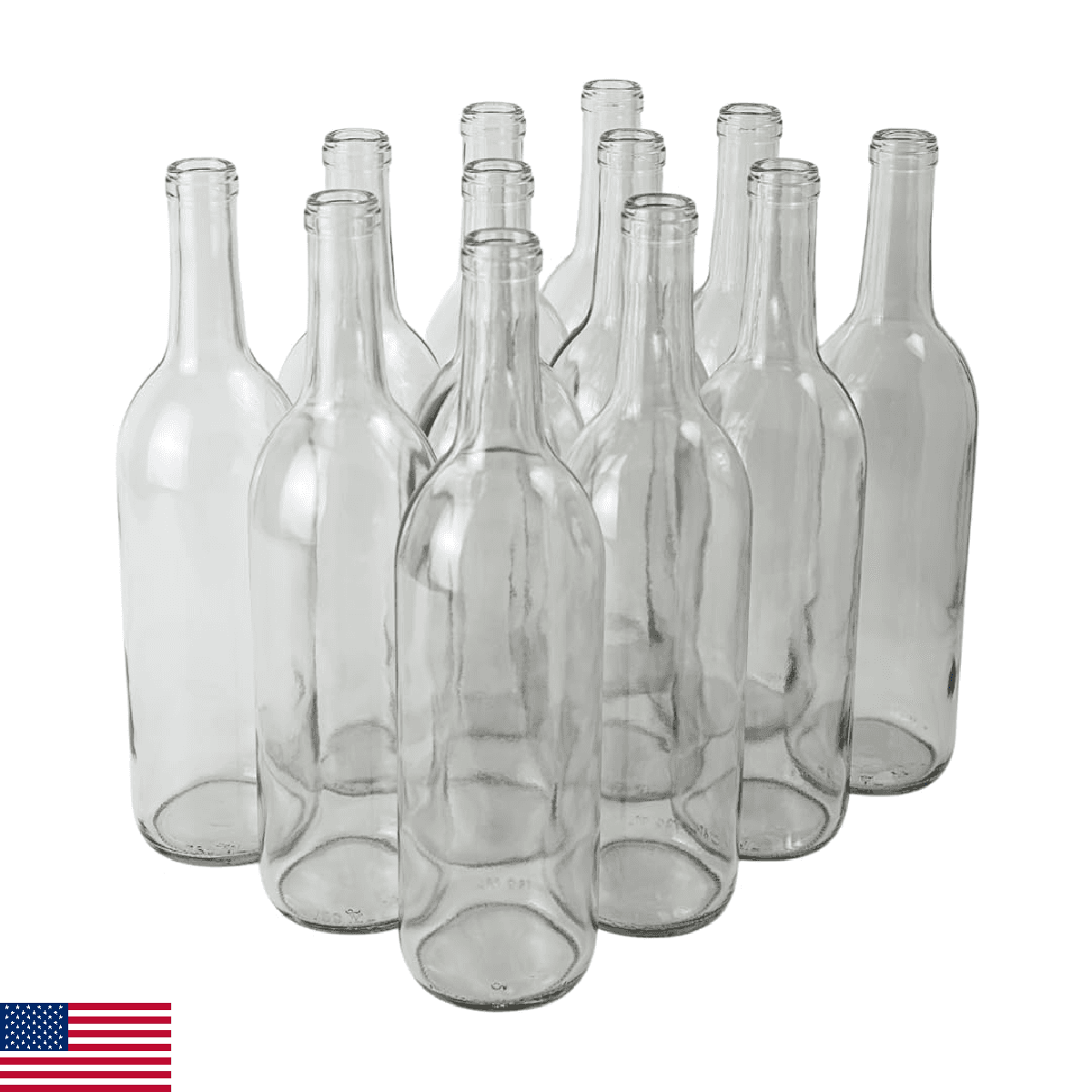 FastRack - 750 ml Clear Glass Bottles Wine Bottles (Pack of 12) | NO CORKS INCLU - Image 1