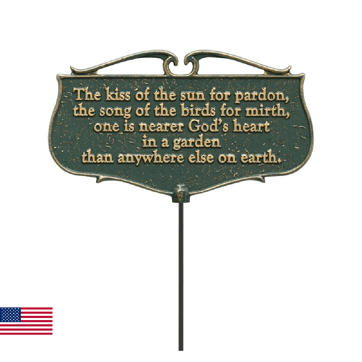 Whitehall Products "The Kiss of The Sun..." Garden Poem Sign, Green/Gold, Alumin - Image 1