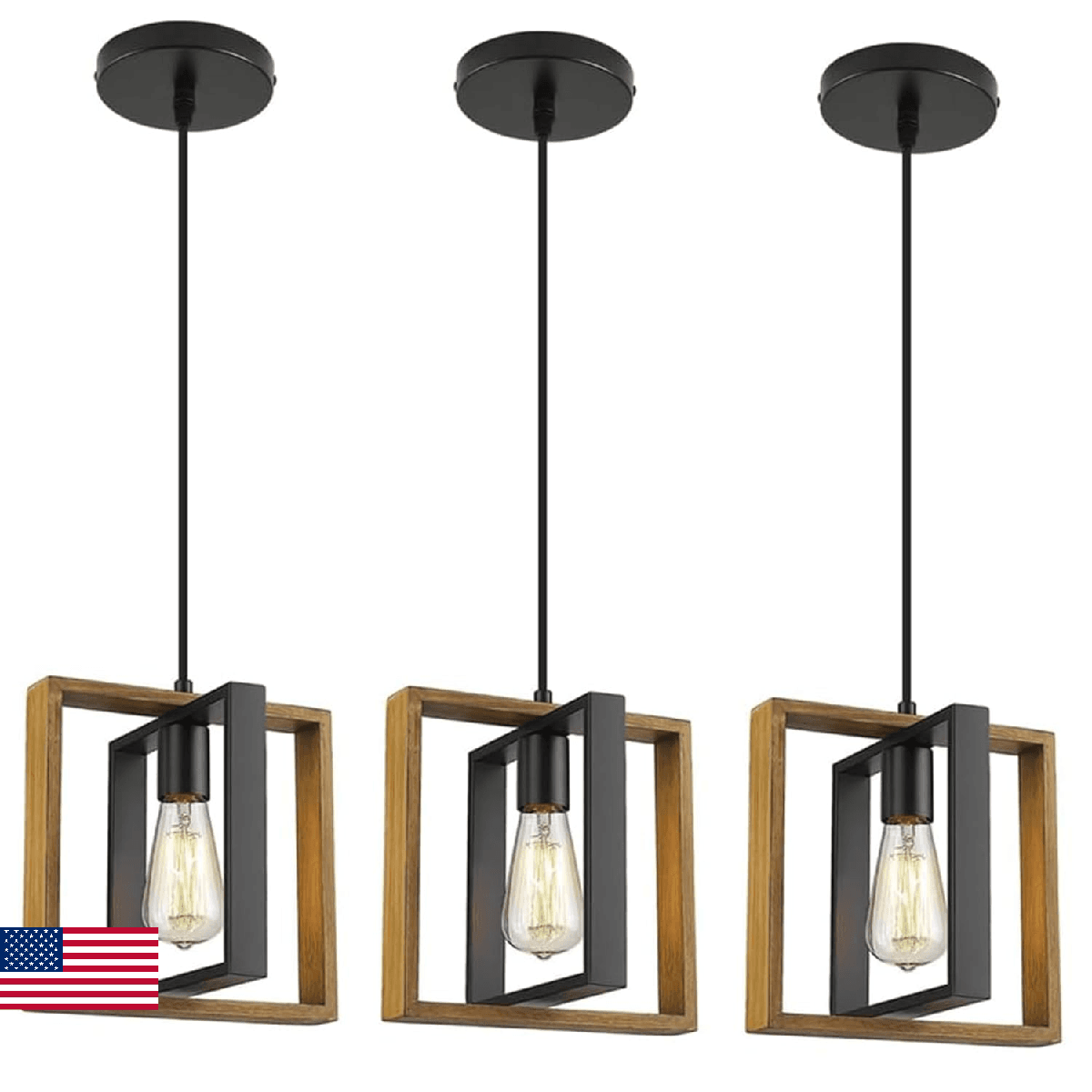 CAFULAM Farmhouse Pendant Light Fixture, Black Pendant Lights for Kitchen Island - Image 1