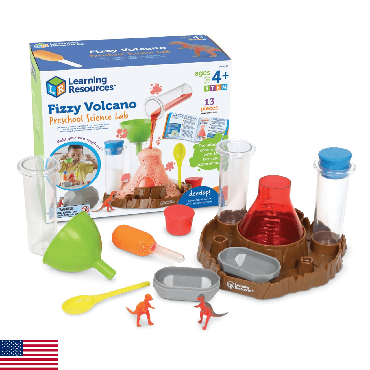 Learning Resources Fizzy Volcano - 13 Pieces, Ages 4+, Preschool Science Lab Kit - Image 1