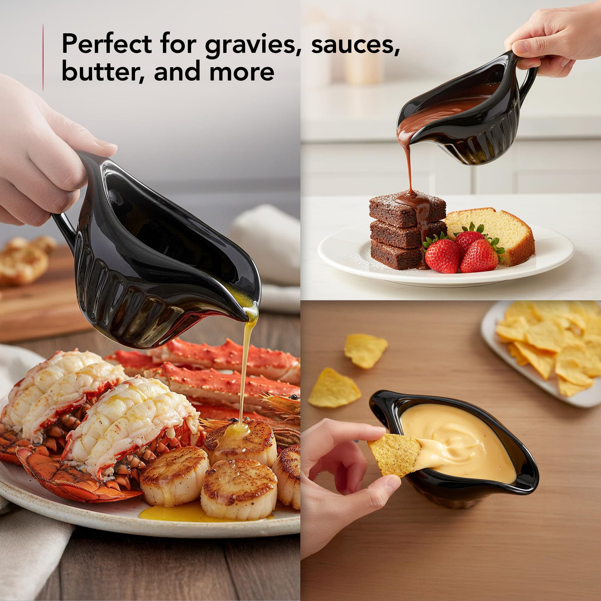 OVENTE Electric Gravy Boat Warmer with Ceramic Pot and Lid, Detachable Warming B - Thumbnail 6