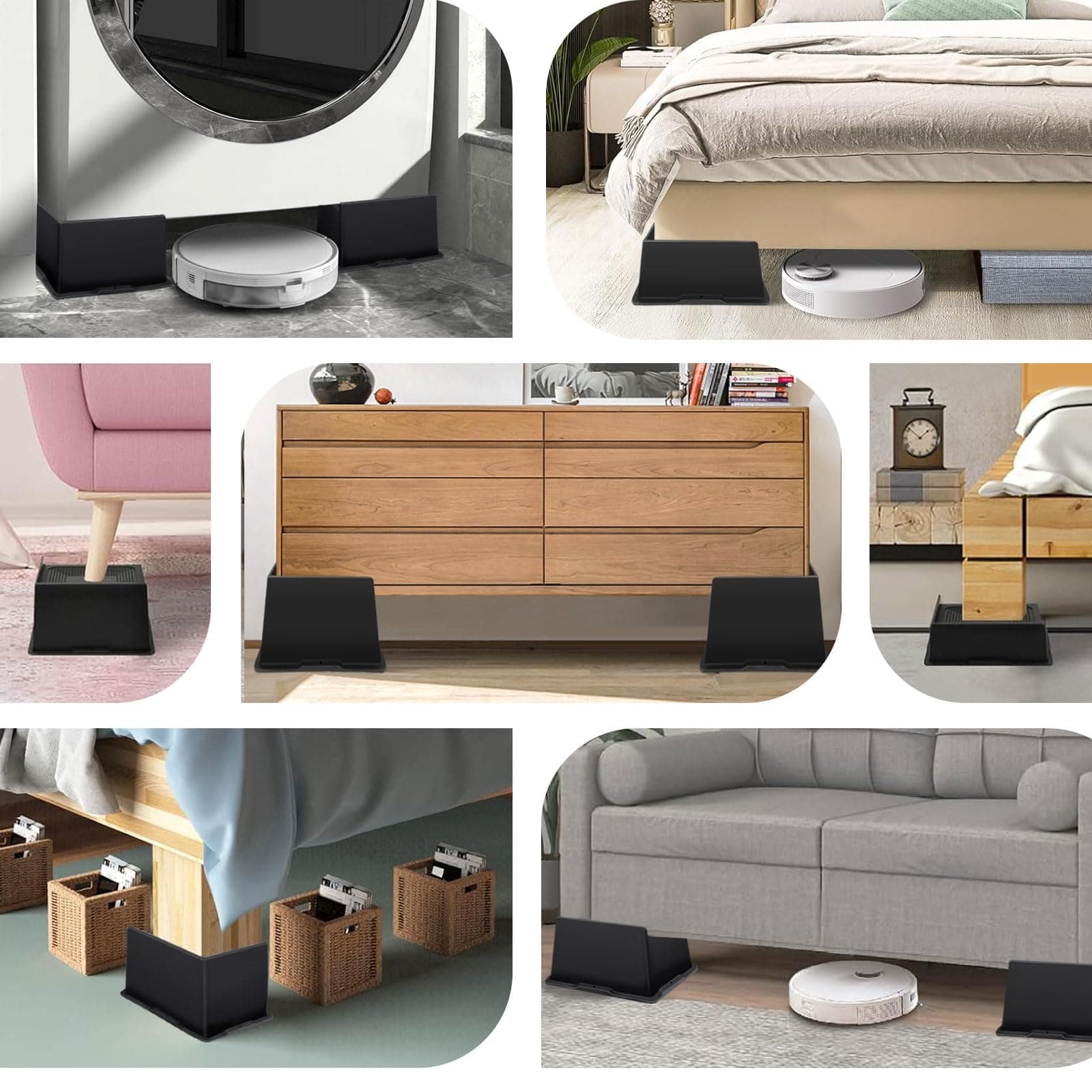 ANNKUT Bed Risers 5 Inch Heavy Duty,Oversized Couch Risers, Extra Wide Furniture - Thumbnail 7