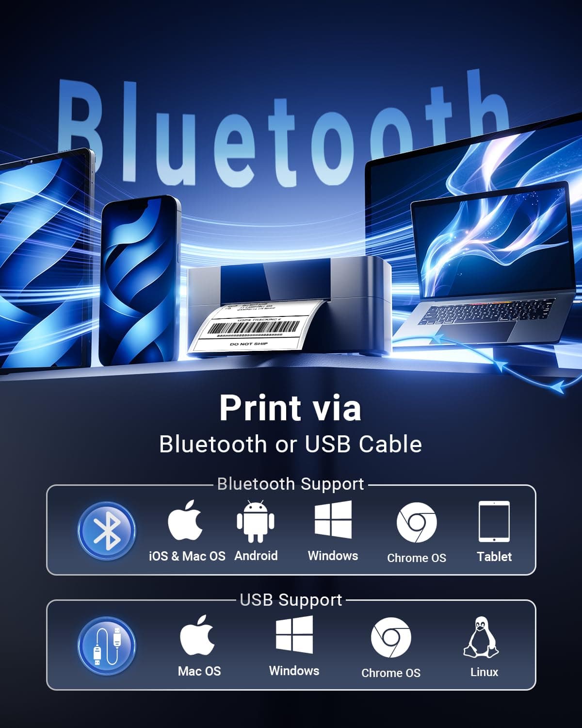 WCZ Bluetooth Shipping Label Printer, Wireless Thermal Label Printer for Small B - Thumbnail 2