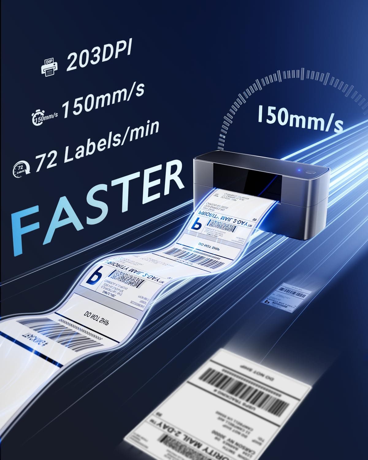 WCZ Bluetooth Shipping Label Printer, Wireless Thermal Label Printer for Small B - Thumbnail 3