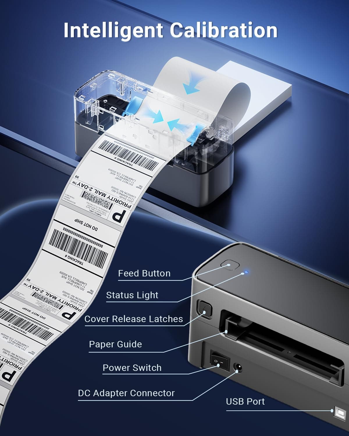WCZ Bluetooth Shipping Label Printer, Wireless Thermal Label Printer for Small B - Thumbnail 5
