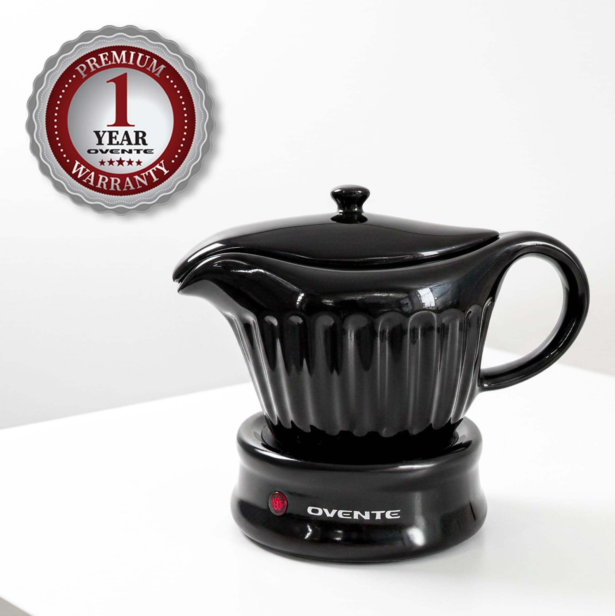 OVENTE Electric Gravy Boat Warmer with Ceramic Pot and Lid, Detachable Warming B - Thumbnail 8