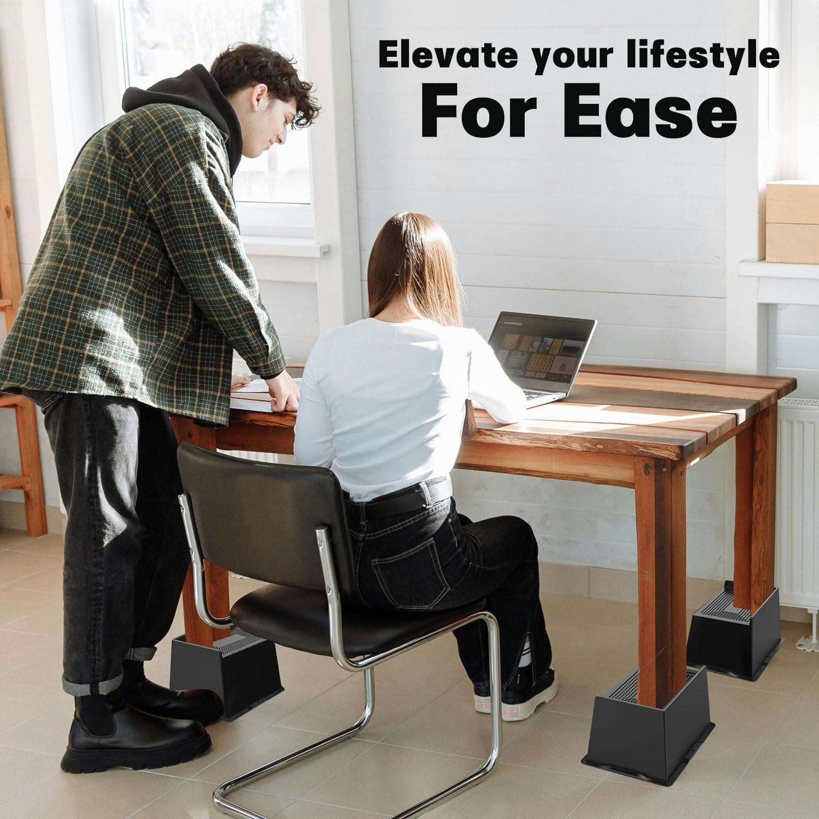 ANNKUT Bed Risers 5 Inch Heavy Duty,Oversized Couch Risers, Extra Wide Furniture - Thumbnail 6