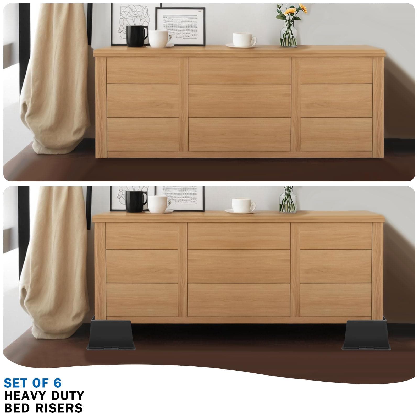 ANNKUT Bed Risers 5 Inch Heavy Duty,Oversized Couch Risers, Extra Wide Furniture - Thumbnail 5