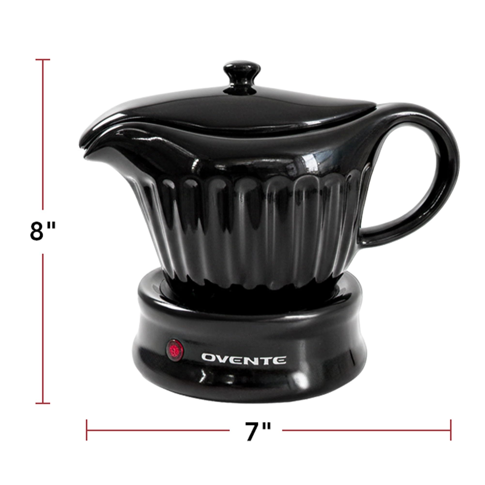 OVENTE Electric Gravy Boat Warmer with Ceramic Pot and Lid, Detachable Warming B - Thumbnail 9
