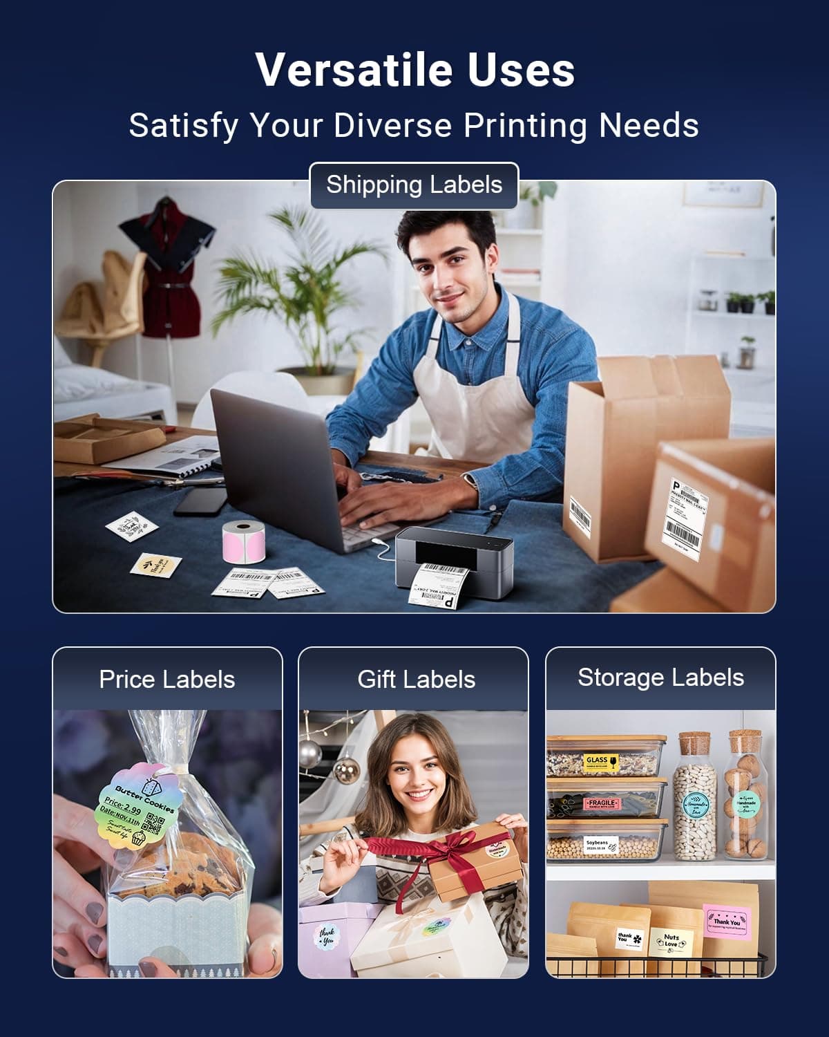 WCZ Bluetooth Shipping Label Printer, Wireless Thermal Label Printer for Small B - Thumbnail 7