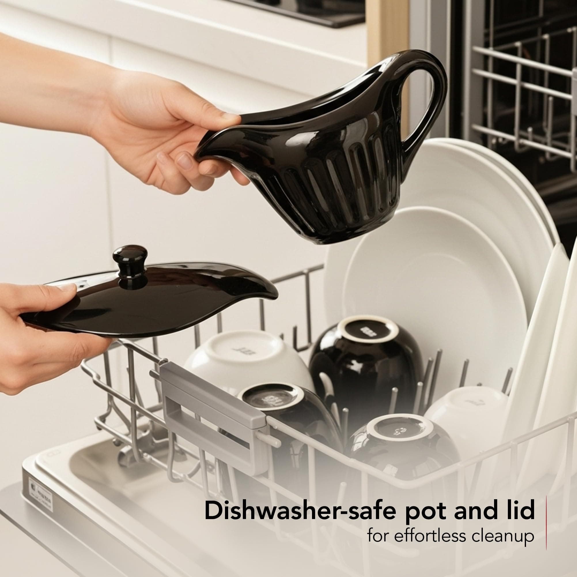 OVENTE Electric Gravy Boat Warmer with Ceramic Pot and Lid, Detachable Warming B - Thumbnail 7