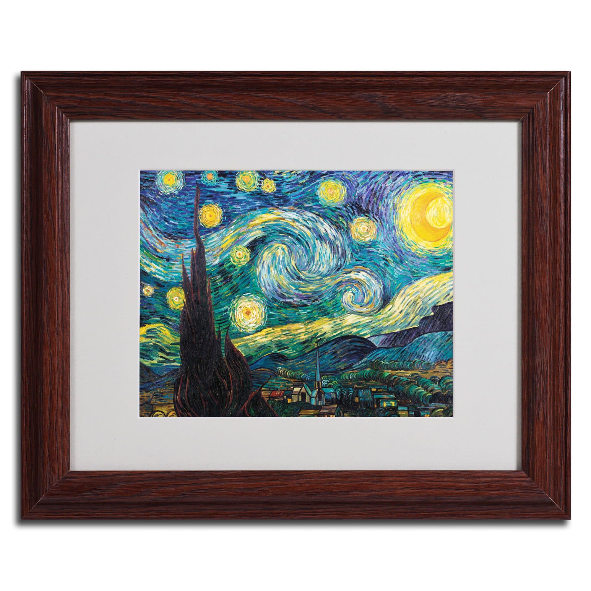Trademark Fine Art Vincent Van Gogh Starry Night Framed Matted Canvas Art, 11 by - Thumbnail 2