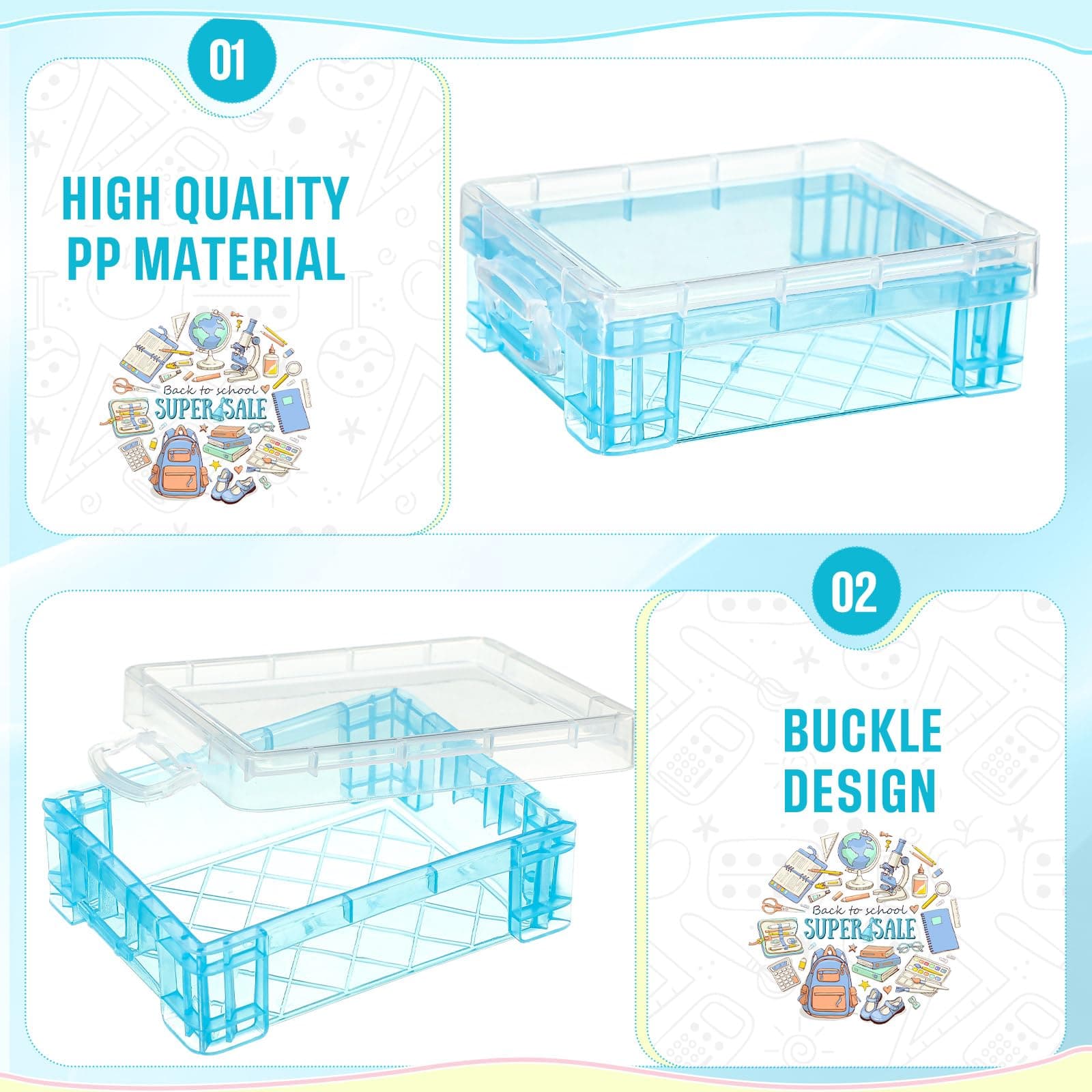 Suzile 25 Pcs Plastic Crayon Boxes with Snap Lids Crayon Storage Organizer Stack - Thumbnail 3