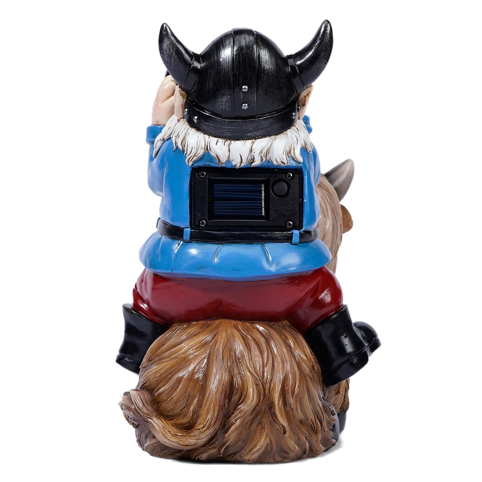 Joint Honglin Garden Gnome Statues Resin Gnome Sitting on Highland Cow Solar LED - Thumbnail 6